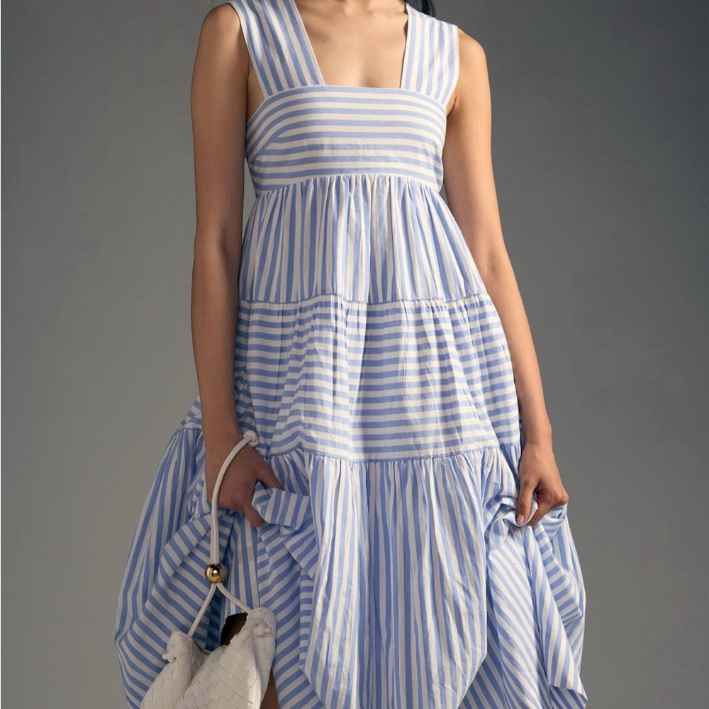 Anthropologie - Helene Square-Neck Babydoll Dress Midi